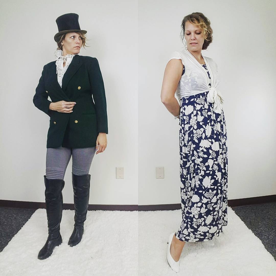 Thrift Store Cosplay Day 10: Mr. Darcy and Elizabeth Bennet from Jane Austen's Pride and Prejudice fashion blog post